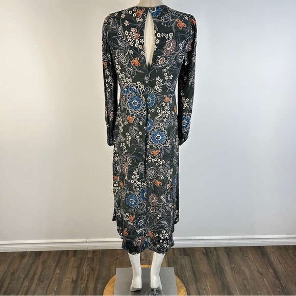 ❤️ Zara Floral Long Sleeve Dress - Black, Blue, Orange M - Picture 4 of 12